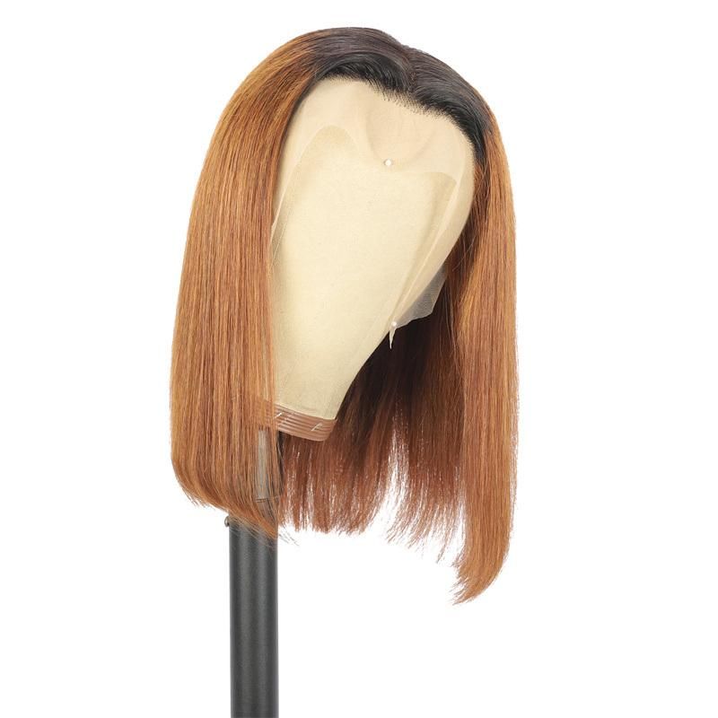 Lace Front Human Hair Wigs with 13X4 Closure Ombre 1b/30 Color Brazilian Straight Bob Wig