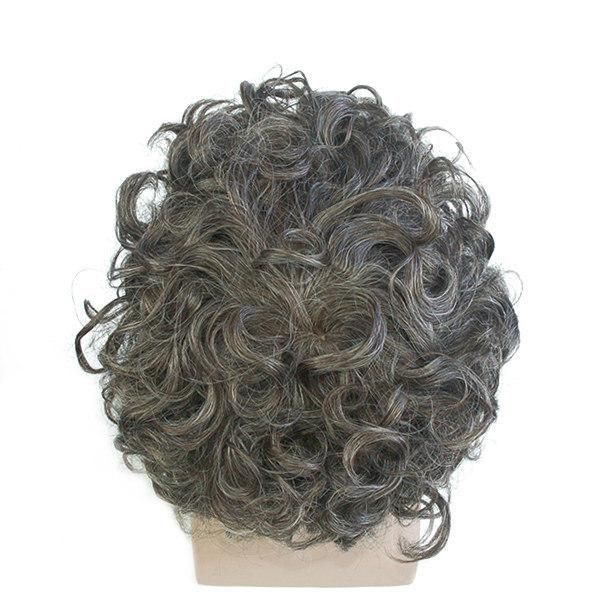 Lw644: Human Hair Custom Made Mono Base Curly Grey Brazilian Hair