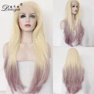 Handmade Fashion Style Ombre Blonde Color Synthetic Hair Lace Front Wig