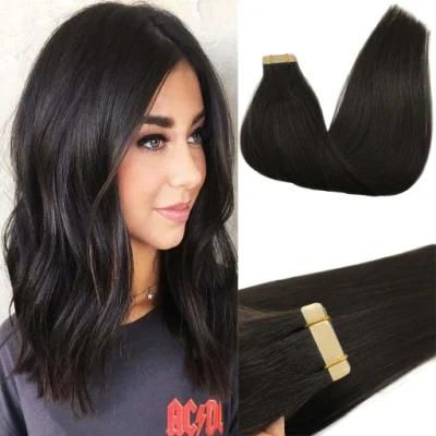 20 Inch Tape in Hair Extensions Human Hair Natural Black Tape in Hair Extensions 20PCS 50g Remy Human Hair Extensions for Women