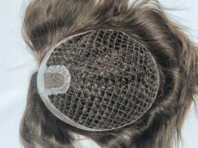 2022 Most Natural Human Remy Hair Integration Made of Fish Net and Swiss Lace Hairpiece