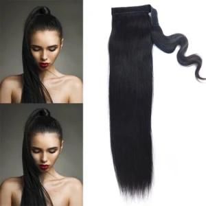 Brazilian Nutaral Black Straight 100% Human Hair Wrap up Ponytail