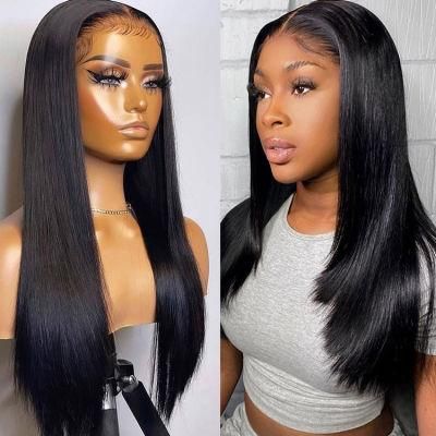 Raw Indian Hair HD Transparent Lace Frontal Wigs Bone Straight Double Drawn Human Hair