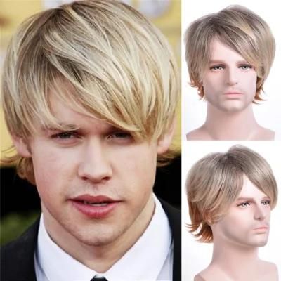 Toupee Ombre Men Short Human Hair Wigs Men Prime Daily Wig Male Natural Curly Hair Breathable Men Short Hair Wigs Men Daily Lace Front Wig