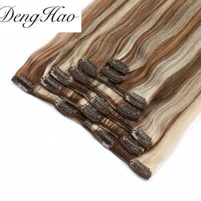 Human Natural European Straight Aligned Factory Full Ends Clip Hair