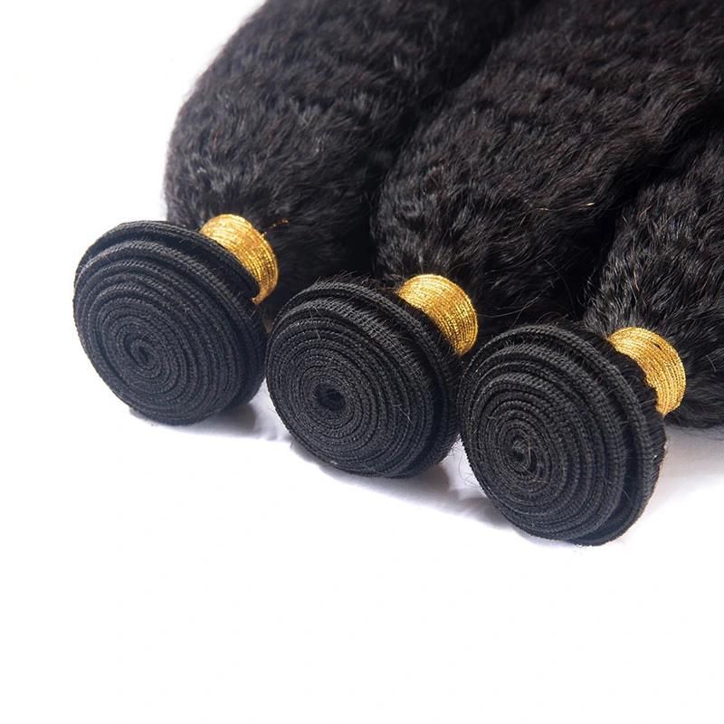 Brazilian Kinky Straight Hair Bundles Human Hair Bundles Remy Human Hair Extensions 3/4 Pieces Double Weft