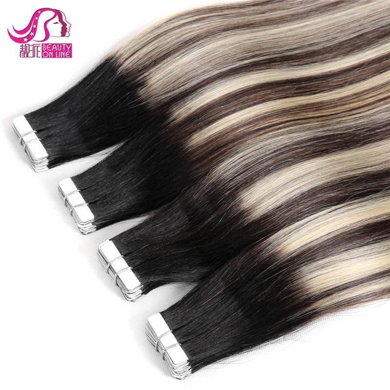 100% Brazilian Remy Tape Human Hair Extensions Strong Blue Lace Tape Adhesive 20PCS/Set Tape in Skin Weft PU Hair