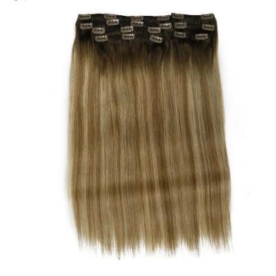 100% Human Hair Brown Piano Color Clip in Hair Extension #T4/P6/27