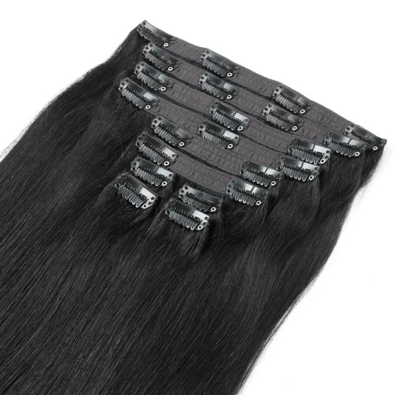 220g 10piece 1# Double Drawn Remy Hair Seamless Clip in Hair Extensions
