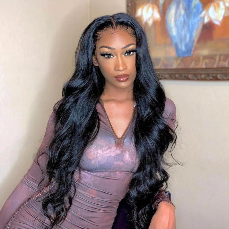 Body Wave 13X4 Lace Front Human Hair Wigs Loose Glueless Frontal Brazilian Virgin Hair 150% Density Nature Color for Black Women 30 Inches