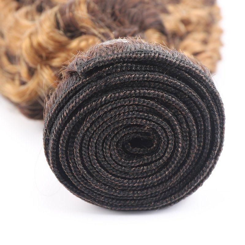 8A High Quality Fashion Color P4/27 Kinly Curly Human Weaving Hair Weft