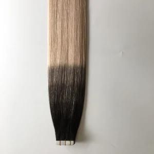 1/Grey Ombre Color Straight Us Virgin Remy Skin Tape Hair Extensions