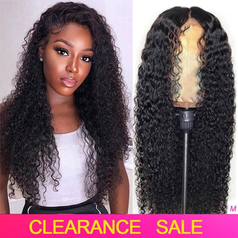 150% Density Brazilian Curly Wave Lace Front Wig with Baby Hair Pre Plucked Bleached Knots (14′ ′)