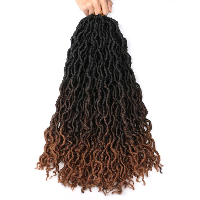 18" 24 Strands/Pack Synthetic Ombre Gypsy Locs Crochet Twist Braided Hair Goddess Locs Hair Extension