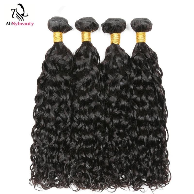 Alinybeauty Virgin Brazilian Human Hair Extension Water Wave Natural Color