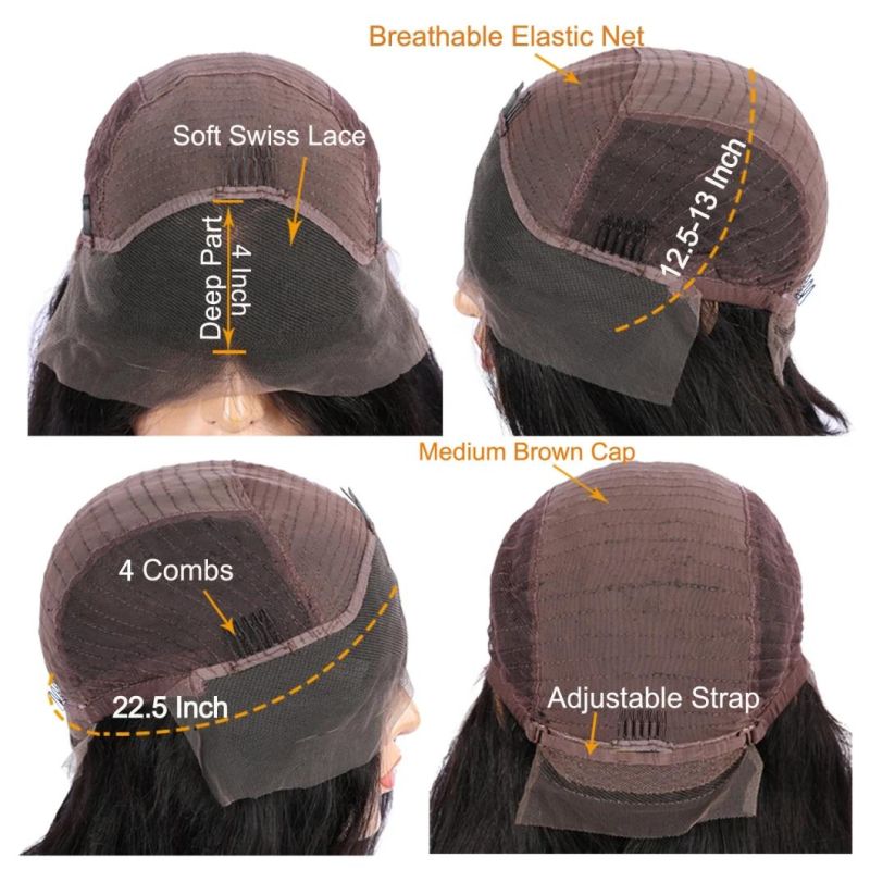 Natural Brown Color Human Hair Lace Wig with Baby Hair