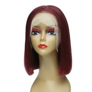 Bob Wine Red Ombre Wig Short Human Hair Glueless Lace Front Wigs