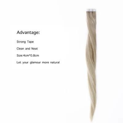 Tape in 100% Human Hair Extensions Real Straight Seamless Skin Weft Remy Hair Adhesive 14&quot;-24&quot; Double Sided