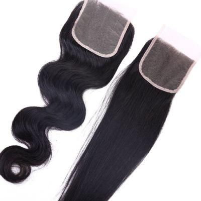 Kbeth Wholesale Top Grade Silk Base Closure, Brazilian Human Hair Body Wave/Silky Straight Wave 4X4 Silk Closure Good Quality