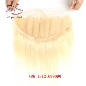 613 Blonde Brazilian Straight Hair Bleached Knots Remy Human Hair 13*6 Lace Frontal