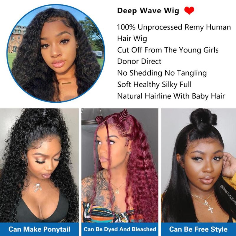 Deep Wave Wig Human Hair Lace 13X6 Lace Front Wig