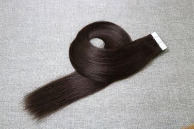 Virgin Human Hair Tape in Hair Extension 16inch 20PCS 2# Silky Straight Weaving