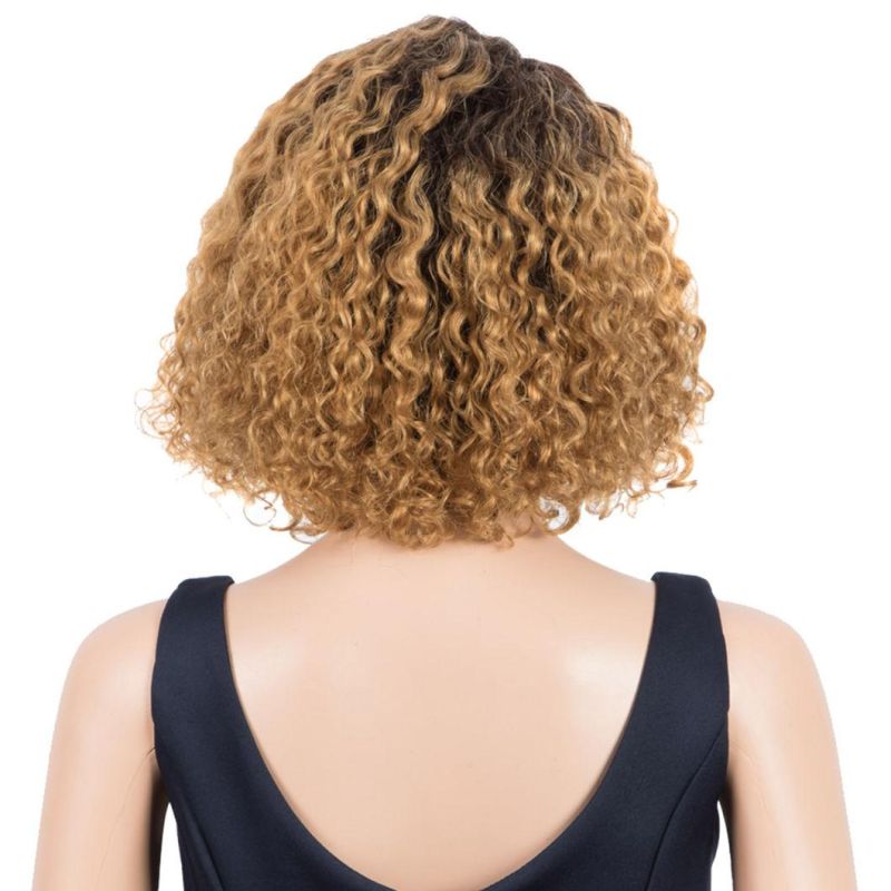 Brown Wine Red Short Water Wave L Part Lace Front Human Hair Wigs Remy Brazilian Hair Lace Front Part Wig Pixie Cut Short Bob Curly Wigs for Black Women