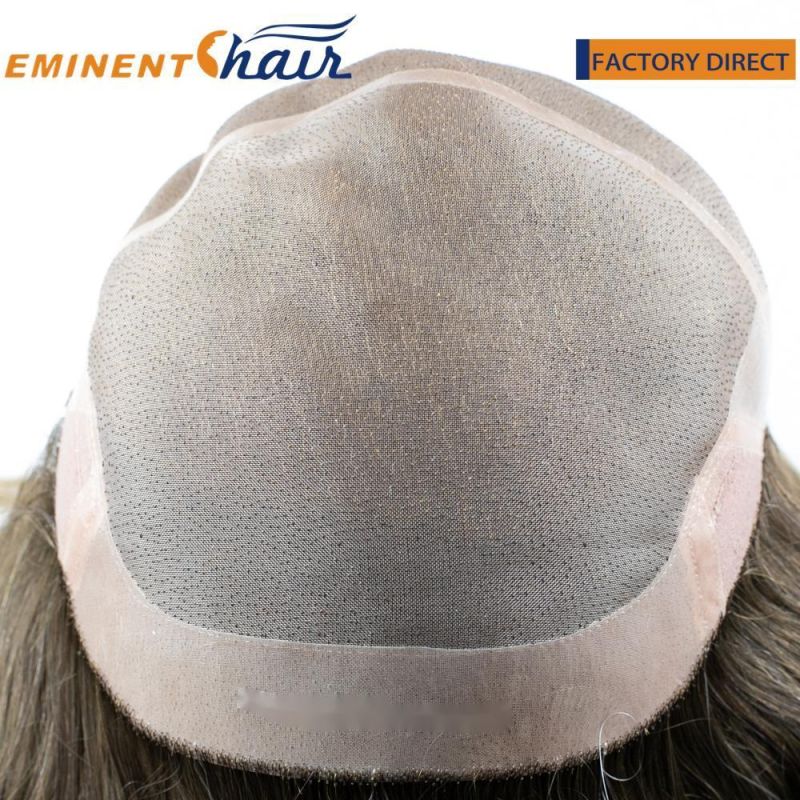 Human Hair Replacement System Fine Mono with PU Edge Women′s Wig