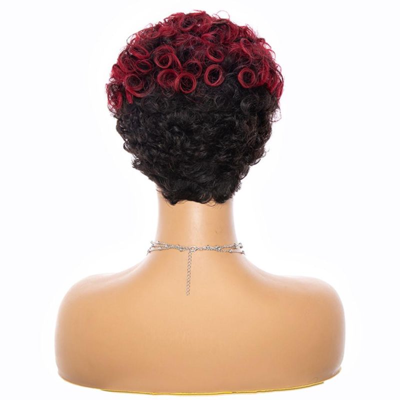 Two Tones Pixie Cut Wigs Short Hair Wig Heat Resistant Fiber Synthetic for Black Women