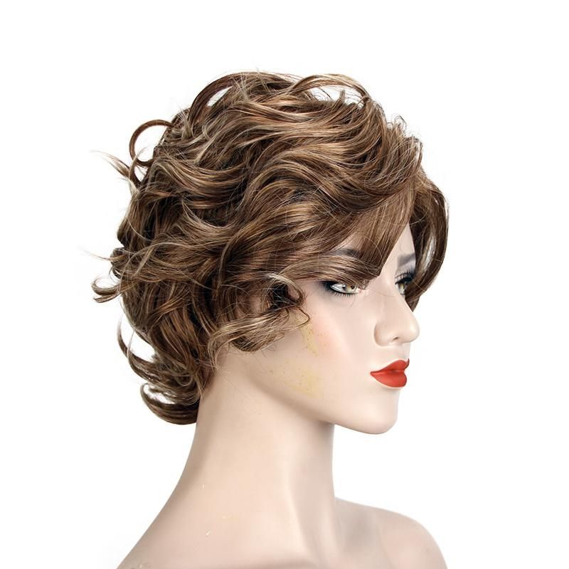 Synthetic High Temperature Fiber Short Curly Hair Wig for Women