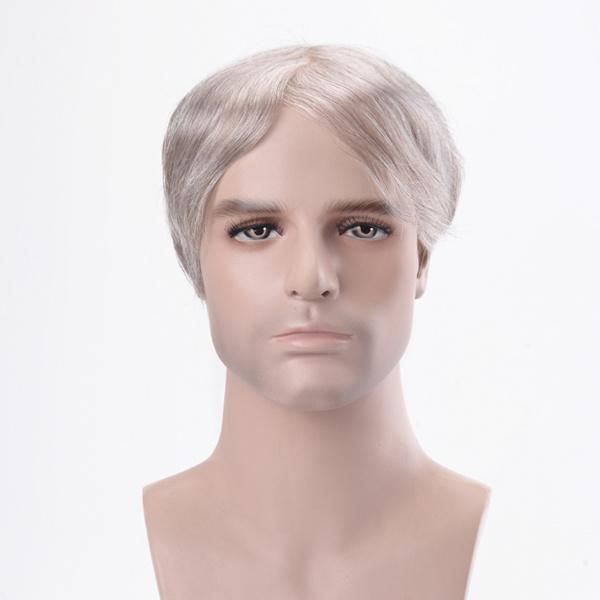 Delicate Lift Injected Super Thin Skin Base Gray Male Natural Hair Toupee