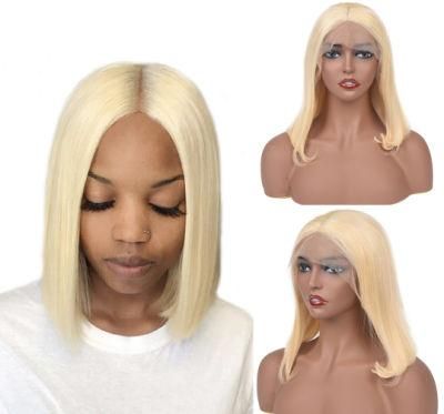Lace Front Human Hair Wigs Short Bob Straight 613 Blonde