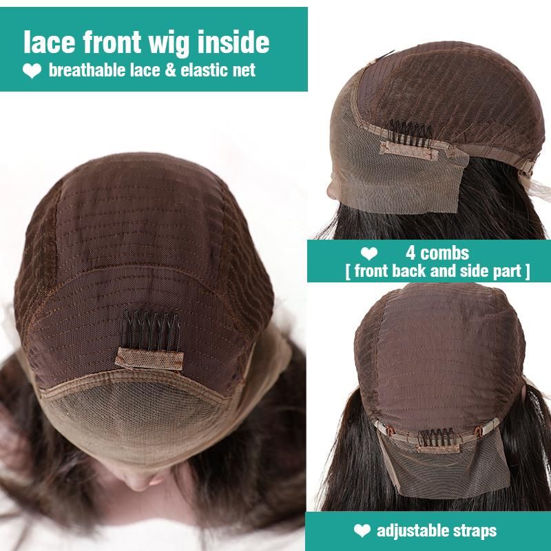 Lace Front Human Hair Wigs for Women Pre Plucked Hairline with Baby Hair 8-26inch Brazilian Remy Hair Bleached Knots