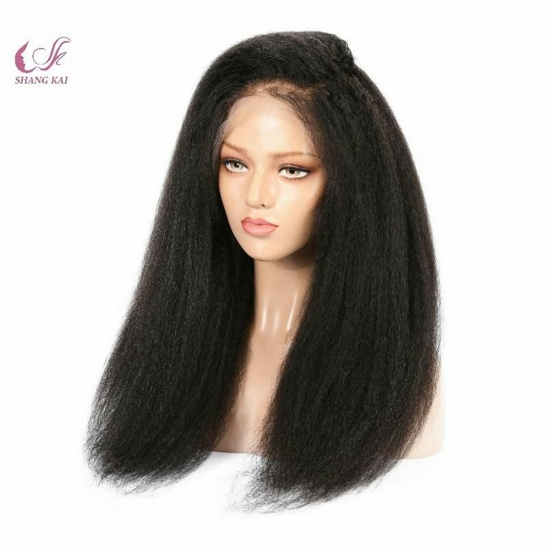 Hair Factory 100% Malaysian Virgin Hair Kinky Straight Lace Front Wig Natural Hairline