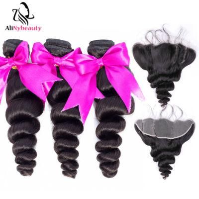 Unprocessed Virgin Brazilian Human Hair Loose Wave Bundles with Frontal