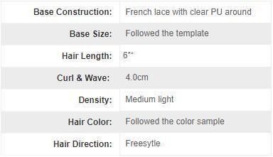 French Lace with Clear PU Custom Made Lace Wig