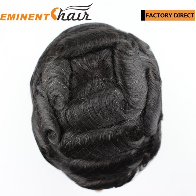 Lace Front Mono Human Hair Men′s Hair Replacement