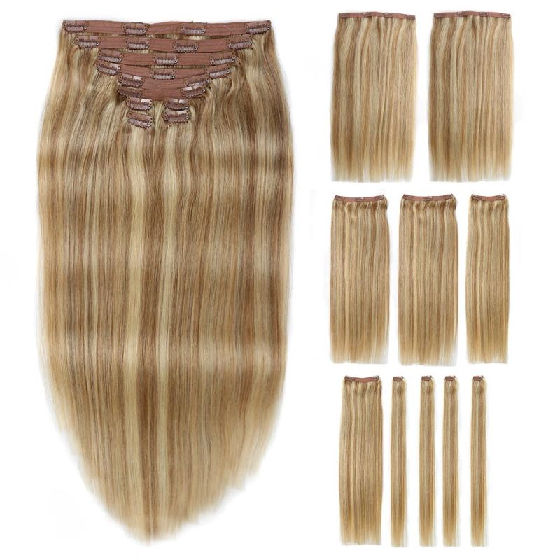 Piano Highlight Colors P27/613 140g 10piece 20inch Full Cuticle Aligned Remy Indian Hair Clip in Hair Extension