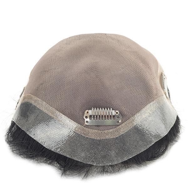 Mono with Npu Back Sides and Clear PU Front Natural Toupee
