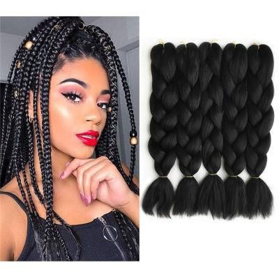 Natural Black Cheap Synthetic Kanekalon Jumbo Braiding Hair Pink Green Multi Colors