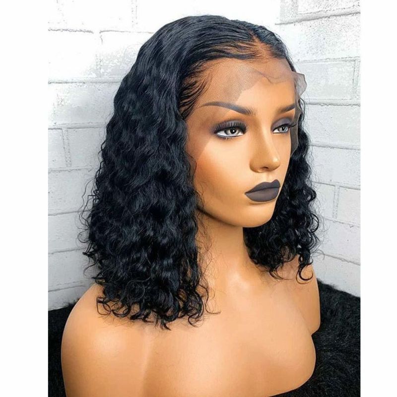 Black Curly Bob 13X6 T Part Lace Front Wig Short Bob Human Hair Wigs 1b/30 1b/99j Burgundy Remy Hair for Women