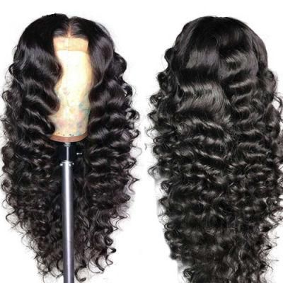 16 Inch Loose Deep Wave Remy 4X4 Lace Front Human Hair Wigs for Black Women