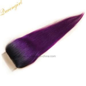 Cheap Virgin Natural Straight Remy Human Hair Ombre Color Top Malaysian Hair Lace Closure
