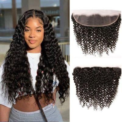 Lace Frontal Curly 13X4 Brizilian Virgin Human Hair Closure Curly Wave Hair Closure Natural Black Color Hair Extention 12 Inch