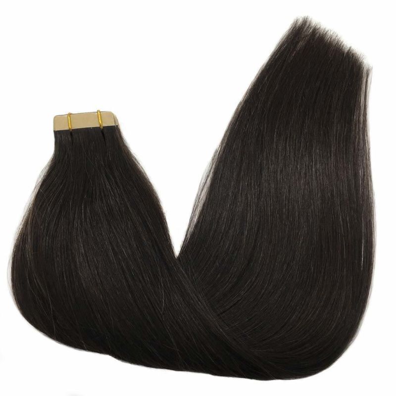 24 Inch Tape in Hair Extensions Human Hair Natural Black Tape in Hair Extensions 20PCS 50g Remy Human Hair Extensions for Women