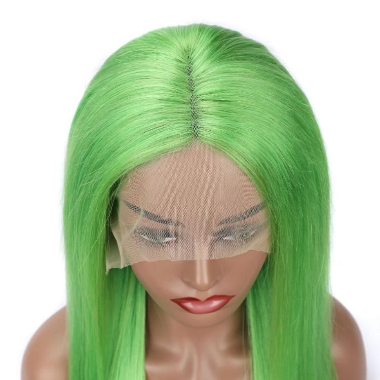 Wholesale Price 13X4 Lace Front Silky Straight Green Human Hair Wigs