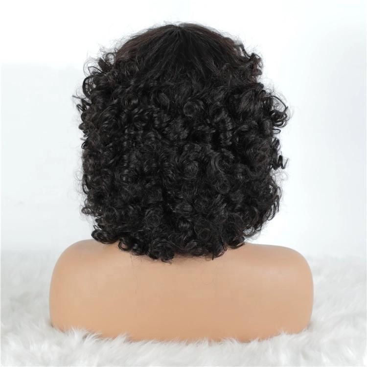 Hot Beauty 12A Grade Funmi Super Double Drawn Pixie Cut Short Wigs with Bangs Human Hair Brazilian Rose Curl Fringe Wig Vendors