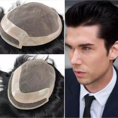 Kbeth Lace Toupees for Cool Men Human Hair Pieces Repalcement System Custom Logo Accept Good Quality Short Straight Hair Toupee Ready to Ship