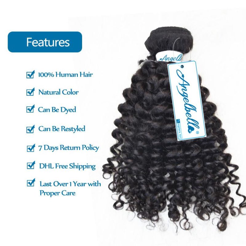 Angelbella 100% Human Hair Bundles with Brazilian Kinky Curl Hair Extensions Wefts