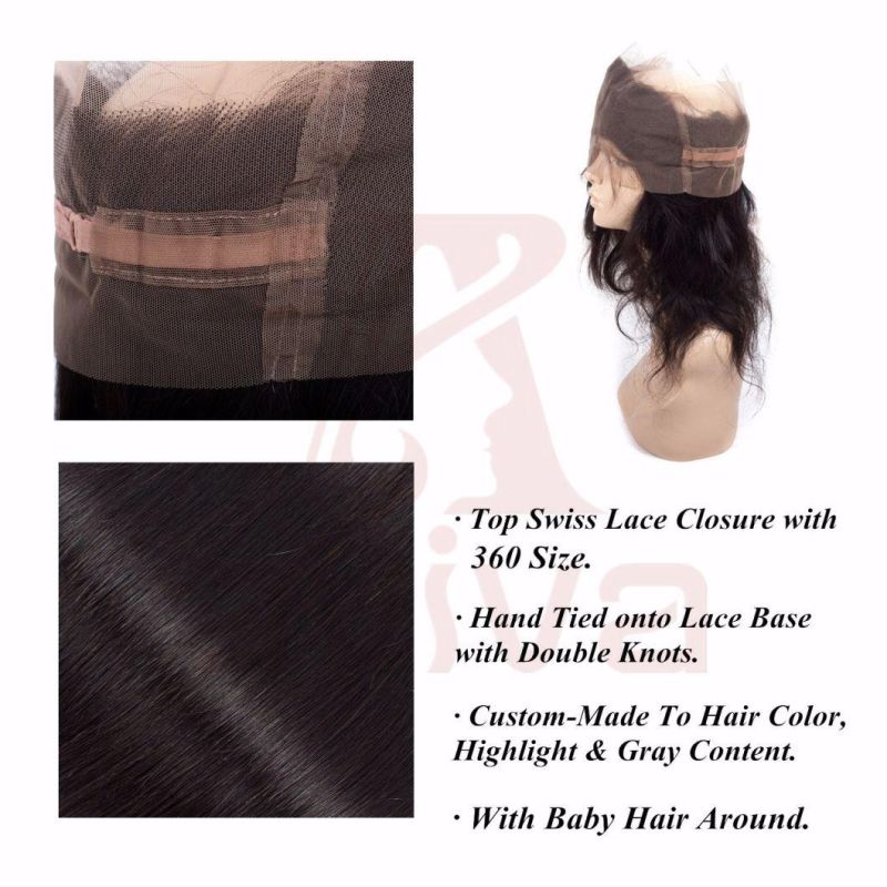 Wholesale 360 Lace Frontal Closure Brazilian Body Wave Closure Baby Hair Around Remy Human Hair Closure